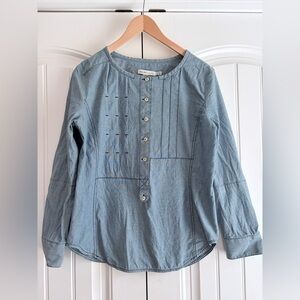 See by Chloe Chambray Long Sleeve Women's Shirt Size 10 Pintuck Details